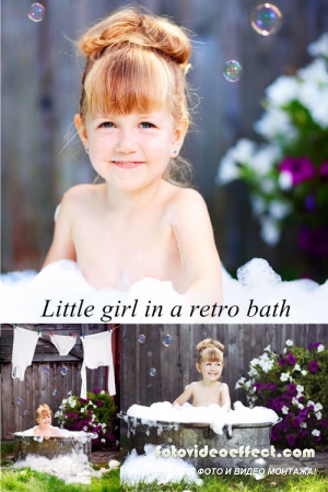 Stock Photo: Little girl in a retro bath