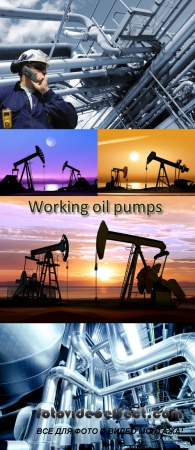 Stock Photo: Working oil pumps