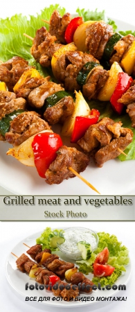 Stock Photo: Grilled meat and vegetables