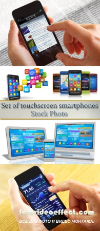 Stock Photo: Set of touchscreen smartphones