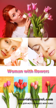 Stock Photo: Woman with flowers