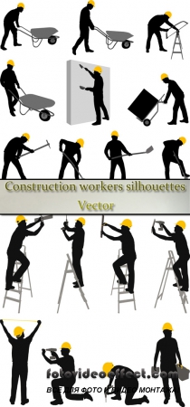 Stock: Construction workers silhouettes