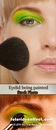 Stock Photo: Eyelid being painted