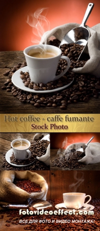 Stock Photo: Hot coffee - caffe fumante