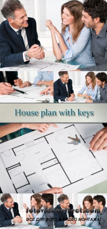 Stock Photo: House plan with keys