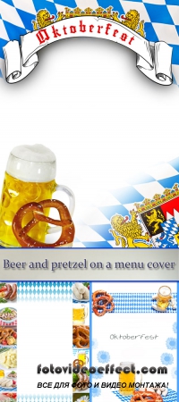 Stock Photo: Beer and pretzel on a menu cover