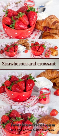 Stock Photo: Strawberries and croissant