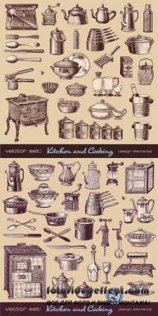 Stock: Kitchen and cooking - vintage design elements