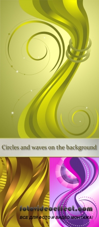 Stock: Bands of circles and waves on the background