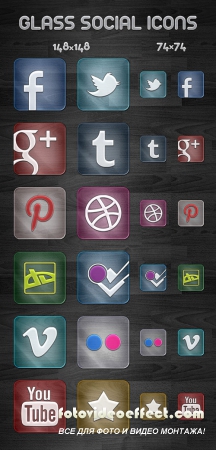 Glass Social Icons for Photoshop