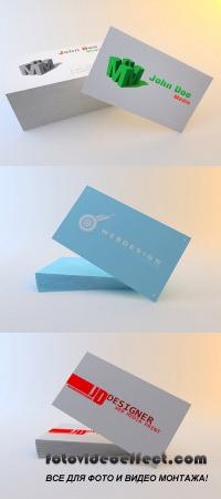 Red, Blue and 3D Business Cards For Photoshop