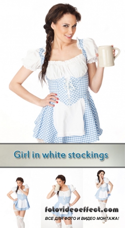 Stock Photo: Girl in white stockings