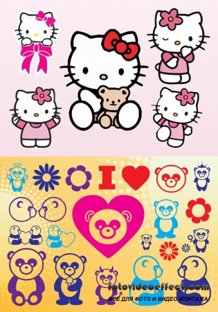 Panda Vectors and Hello Kitty Vectors for Photoshop