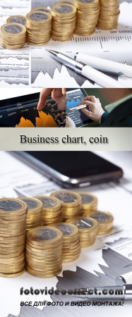 Stock Photo: Business chart, coin