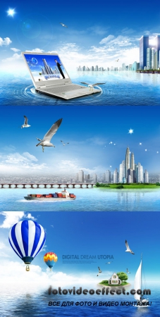 Sources For Photoshop - The blue sea and sky