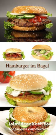 Stock Photo: Hamburger im Bagel