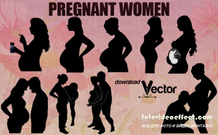 Pregnant Woman Silhouettes Vector