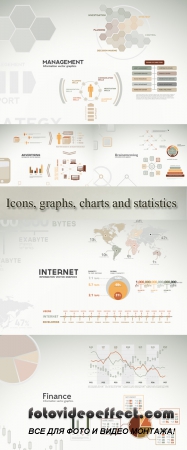 Stock: Icons, graphs, charts and statistics