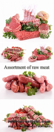 Stock Photo: Assortment of raw meat