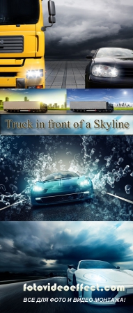 Stock Photo: Truck in front of a Skyline