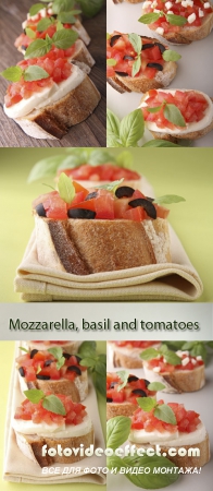Stock Photo: Sandwiches with cheese a mozzarella, basil and tomatoes