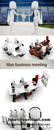 Stock Photo: 3D man business meeting