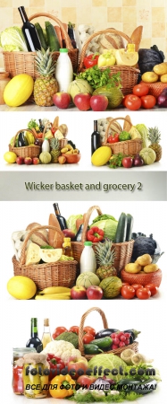 Stock Photo: Wicker basket and grocery 2