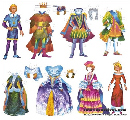 Бумажные куклы для вырезания в королевских нарядах