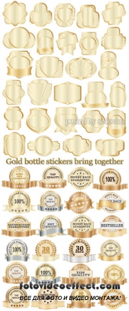 Gold bottle stickers bring together - vector