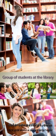 Stock Photo: Group of students at the library