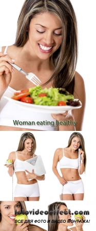 Stock Photo: Woman eating healthy food