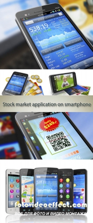 Stock Photo: Stock market application on smartphone