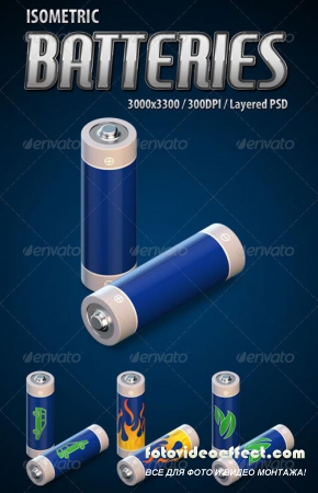 PSD  - Isometric 3D Batteries