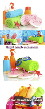 Stock Photo:Bright beach accessories, isolated on white