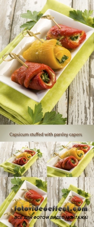 Stock Photo: Capsicum stuffed with parsley capers and anchovies