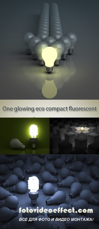 Stock Photo: One glowing eco compact fluorescent light bulb