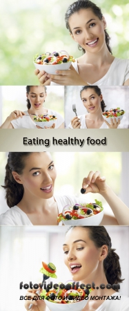 Stock Photo: Girl eating healthy food