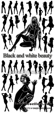 Black and white beauty silhouette 2 - vector