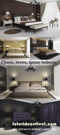 Stock Photo: Classic, brown, luxury bedroom