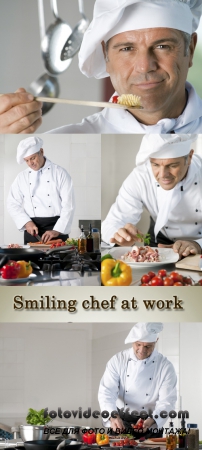 Stock Photo: Smiling chef at work