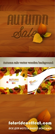 Stock: Autumn sale vector wooden background