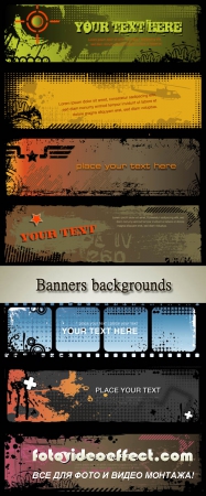 Stock: Set of three abstract grungy banners backgrounds