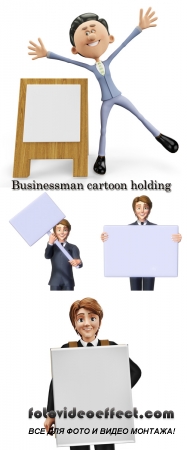 Stock Photo: Businessman cartoon holding a sign-advertise guy