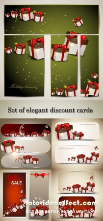 Stock: Set of elegant discount cards and banners with gifts