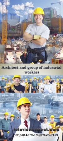 Stock Photo: Architect and group of industrial workers
