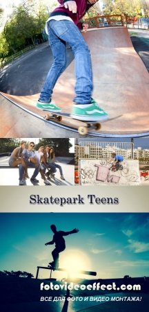 Stock Photo: Skatepark Teens