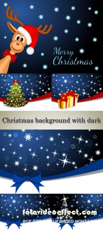 Stock: Christmas background with dark sky and snowflakes