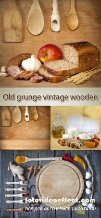 Stock Photo: Wooden tableware and still life in style a vintage