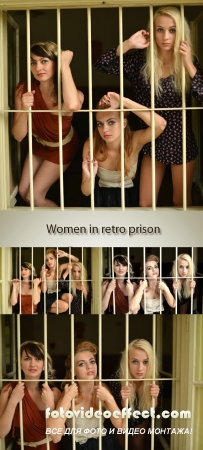 Stock Photo: Women in retro prison