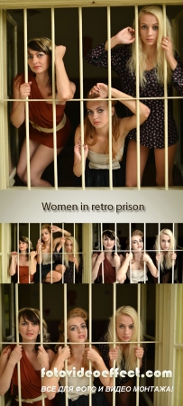 Stock Photo: Women in retro prison